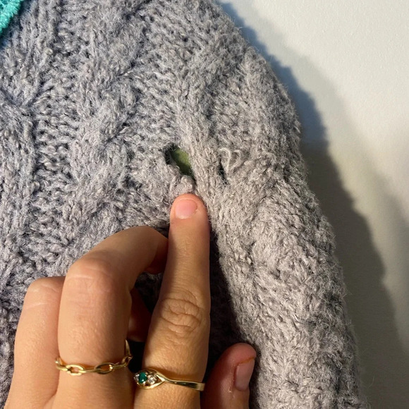 NWOT Free People||  Grey Combo Cable Knit Ribbed Olympia Tunic Sweater - Picture 10 of 11